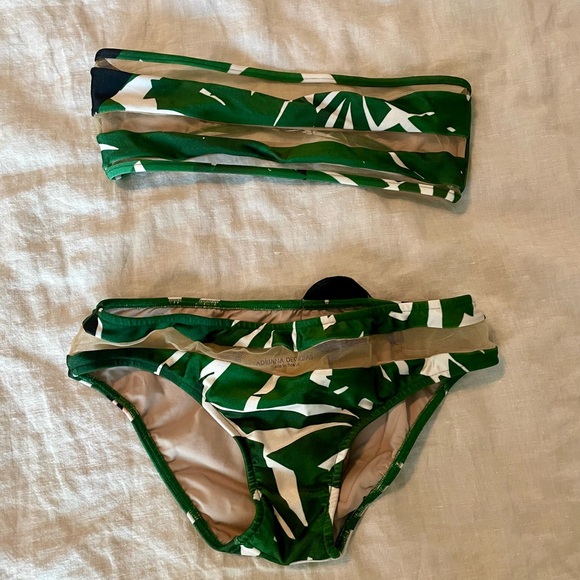 Adriana Degreas Geometric Foliage Tulle Detail Bandeau Bikini S - Picture 4 of 6